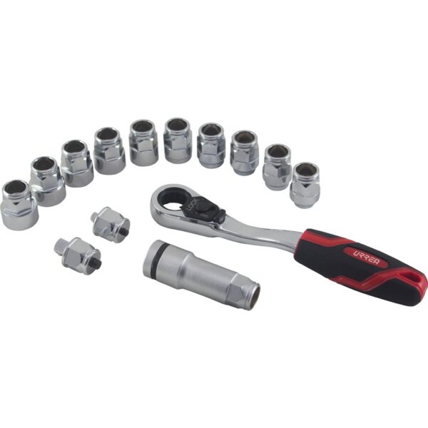 4701GT Juego de dados y accesorios cuadro de 1/4" Go-Through combinado, 14 piezas Urrea