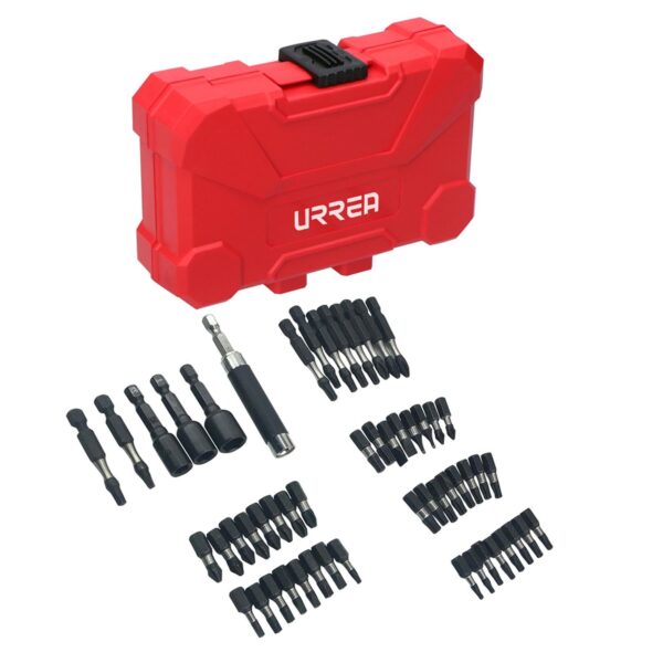 JUP54 Juego de puntas y accesorios con sistema de amortiguacion de impacto, 54 piezas Urrea