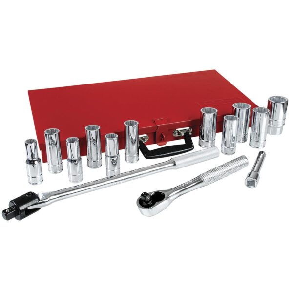 5300A Juego de dados largos y accesorios cuadro de 1/2" en pulgadas, 15 piezas Urrea