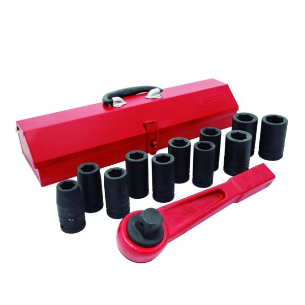 750013MLH Juego de dados largos y accesorios de impacto metricos cuadro de 3/4", 13 piezas Urrea