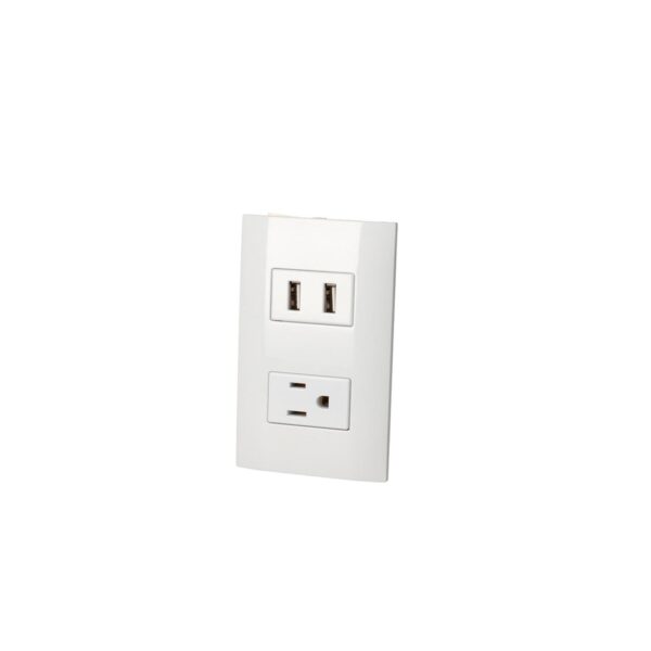 P432B Placa 1 contacto 1 USB doble 1/3, linea Americana, color blanco Surtek