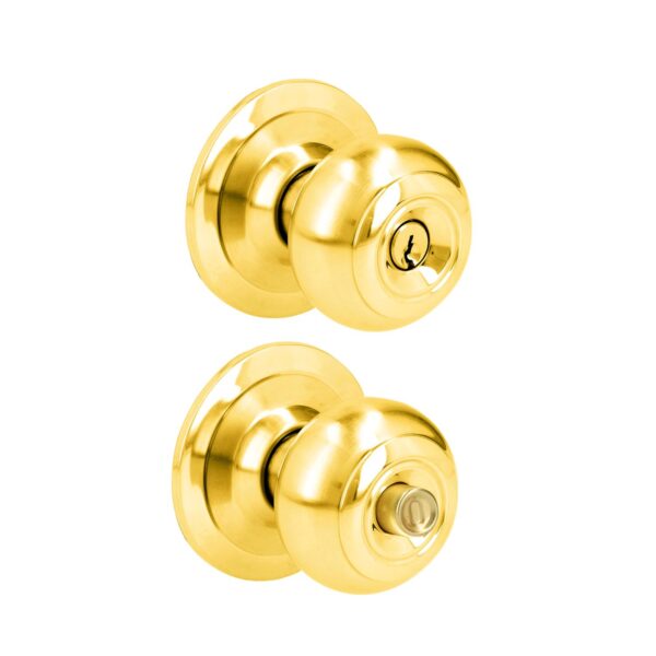26POP Pomo cilindrico ovalado funcion recamara, laton brillante, llave estandar, blister Prolok