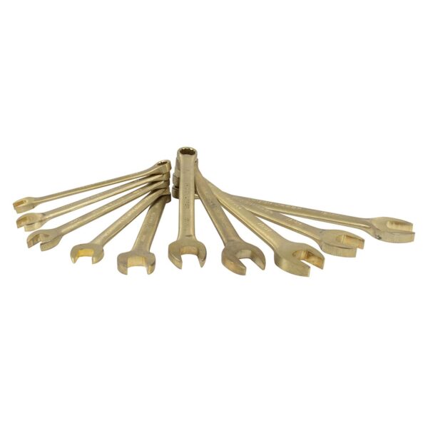 UH1200KM Juego de llaves combinadas de bronce-aluminio antichispa metricas, 12 puntas, 10 piezas Urr