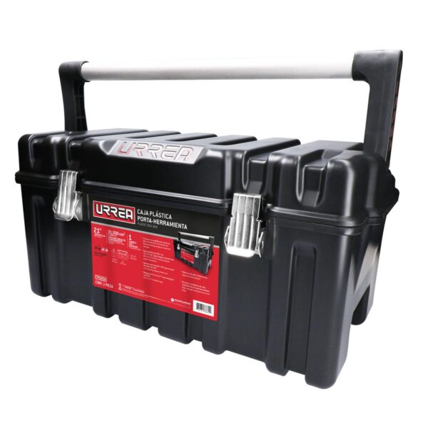 CPU20A Caja portaherramientas plastica con broches metalicos y charola 21" x 11" x 10" Urrea