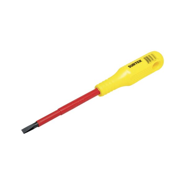 D414V Destornillador con mango amarillo dielectrico, punta cabinet 1000 V 5/32" x 4" Surtek