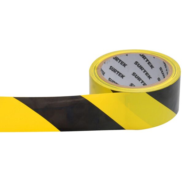 138060 Cinta de señalizacion de adhesivo acrilico ancho 2" de 18 m, color negro/amarillo Surtek