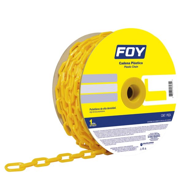 143435 Cadena plastica calibre 3 mm de 50 m, color amarillo Foy