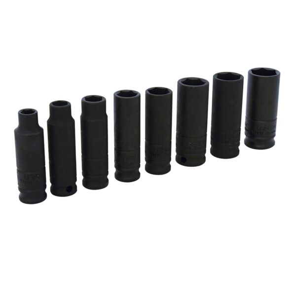 72112 Juego de dados de impacto largos cuadro de 3/8", 6 puntas, en pulgadas, 8 piezas Urrea