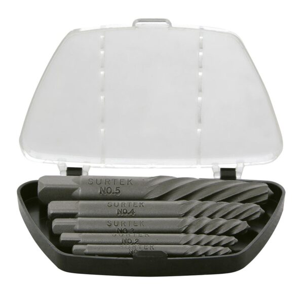 107040 Juego de extractor "cola de cochino" para tornillos, 5 piezas Surtek