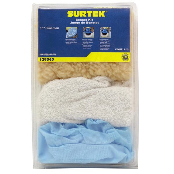 129040 Juego de bonetes para pulidora 10", 7 piezas Surtek Surtek