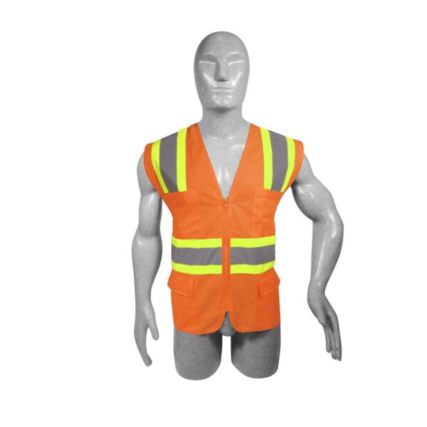 137496 Chaleco de seguridad de alta visibilidad con cierre y 6 bolsas naranja unitalla Surtek Surtek