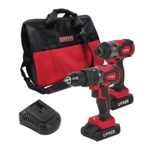 Juego de rotomartillo y atornillador de impacto a bateria Li-ion 20 V, 2 piezas en mochila Urrea