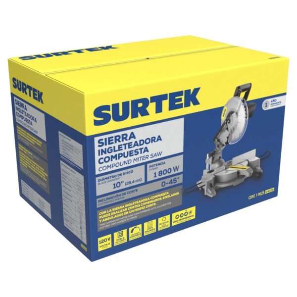 68809581 Sierra de inglete compuesta 10" 1800 W Surtek