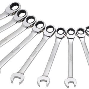 Juego de llaves combinadas pulido espejo de matraca spline rev met, 12 pz en caja plastica Urrea