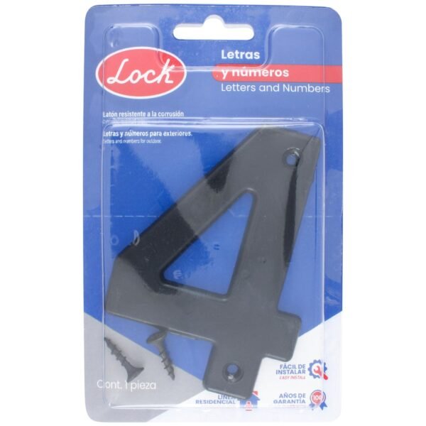 Numero 4 bold 4" negro Lock