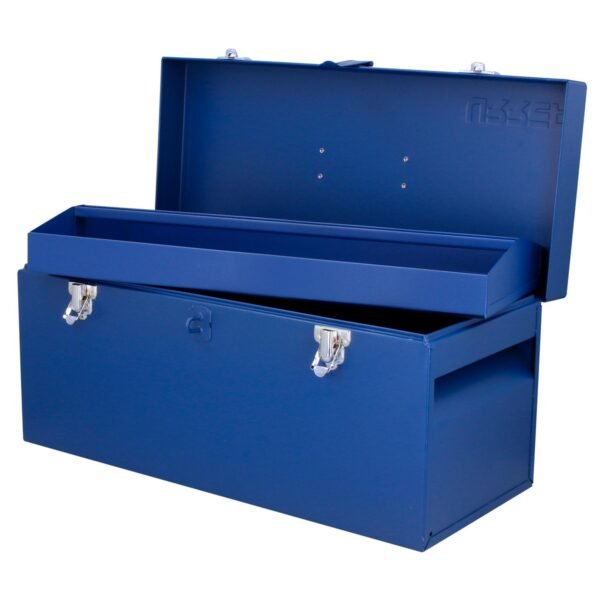 Caja portaherramientas metalica con asa plastica color azul 20" x 8" x 9" Urrea