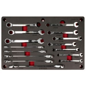 68803576 Juego de llaves combinadas pulido espejo de matraca metricas 15 piezas, CH256P-C Urrea