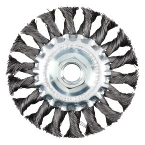 Carda circular trenzada alambre delgado 4" x 0.35 con rosca M14 Foy