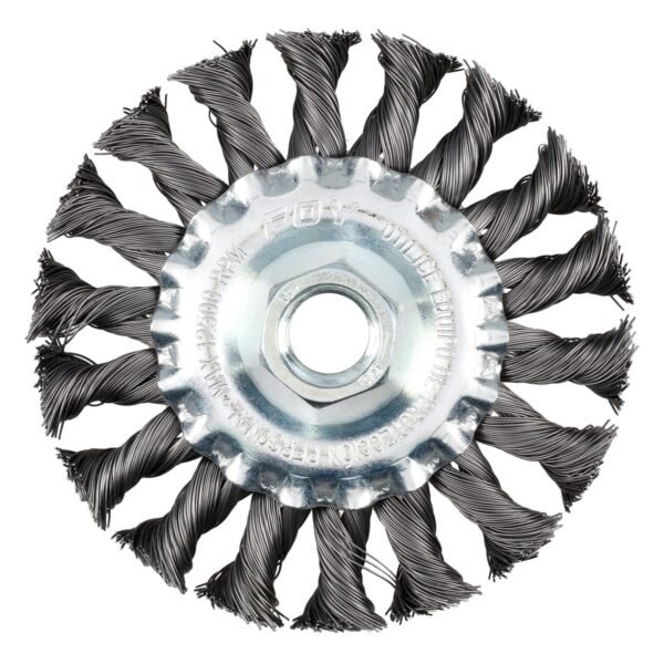 Carda circular trenzada alambre delgado 4" x 0.35 con rosca M14 Foy