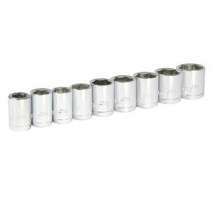 Juego de dados cuadro de 3/8", 6 puntas, metricos, 9 piezas Foy