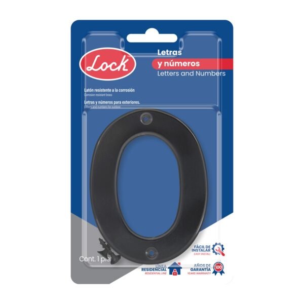 Numero 0 slim 4" negro Lock