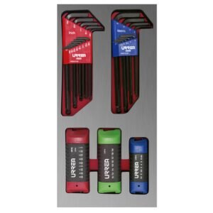 68798729 Juego de llaves hexagonales tipo navaja en pulgadas, metricas y Torx 46 piezas, CH120L-C Urrea