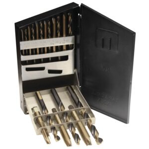 68814085 Juego de brocas premium y machuelos de acero de alta velocidad, 18 piezas en caja metalica Urrea