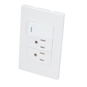 Placa 1 Interruptor 2 contactos 1/3, linea Premium, color blanco Surtek