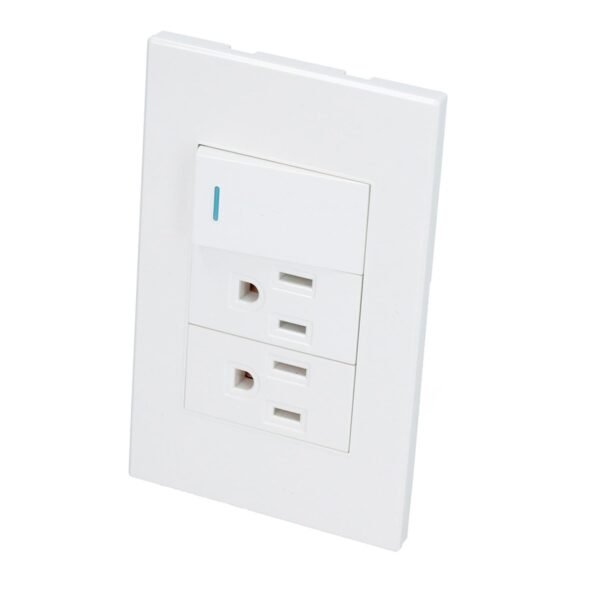 Placa 1 Interruptor 2 contactos 1/3, linea Premium, color blanco Surtek