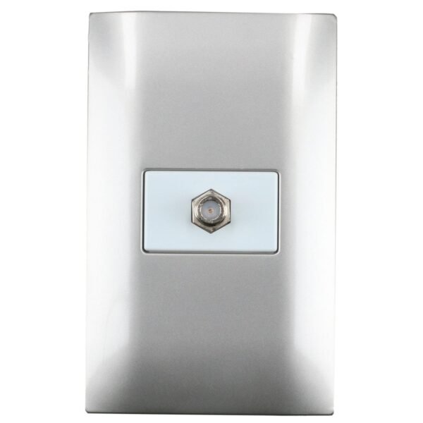 Placa 1 toma para TV 1/3, linea Americana, color plata Surtek
