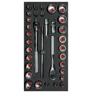 Juego de dados cortos y accesorios cuadro de 3/8" combinados 34 piezas, CH104-C Urrea