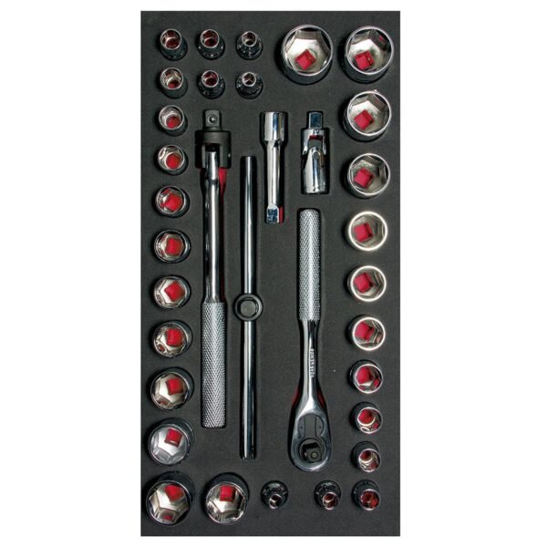Juego de dados cortos y accesorios cuadro de 3/8" combinados 34 piezas, CH104-C Urrea