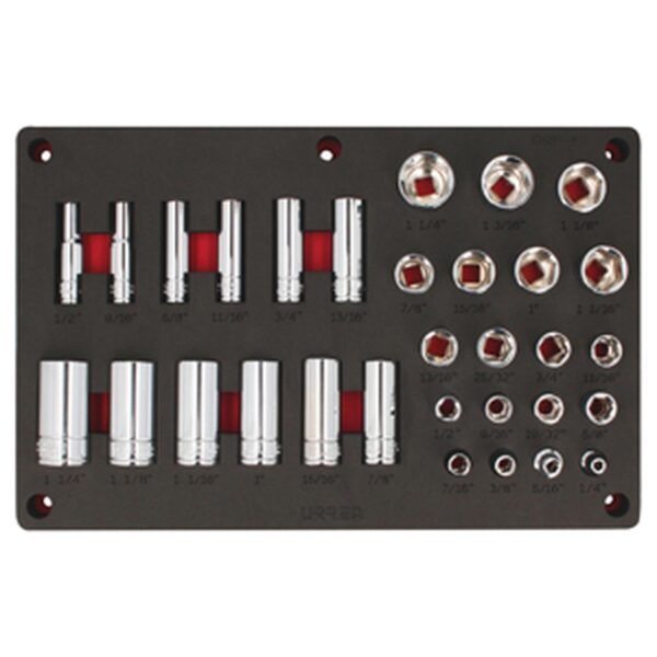 Juego de dados en pulgadas cuadro de 1/2" 32 piezas, CH231P-C Urrea