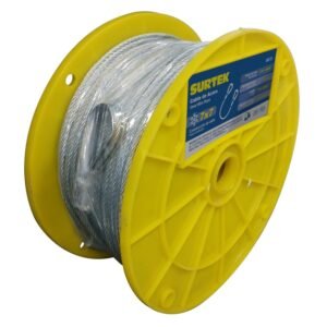 Cable de acero con guardacabo recubrimiento PVC 3/16" x 76 m construccion de 7 x 7 Surtek
