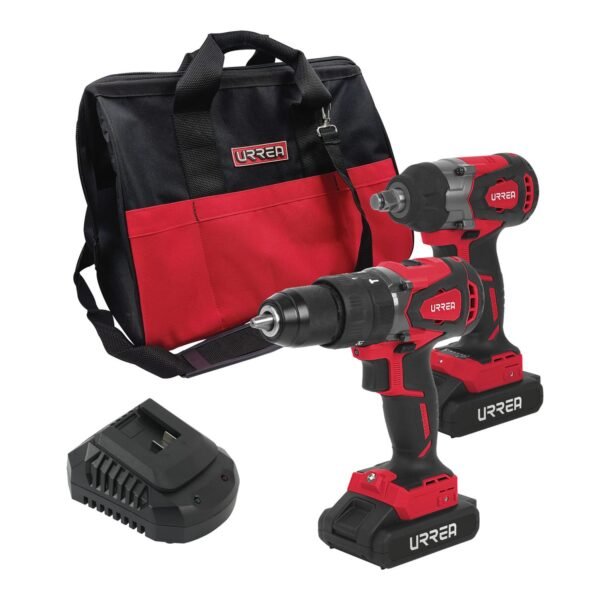 Juego de rotomartillo y pistola de impacto a bateria Li-ion 20 V, 2 piezas en mochila Urrea