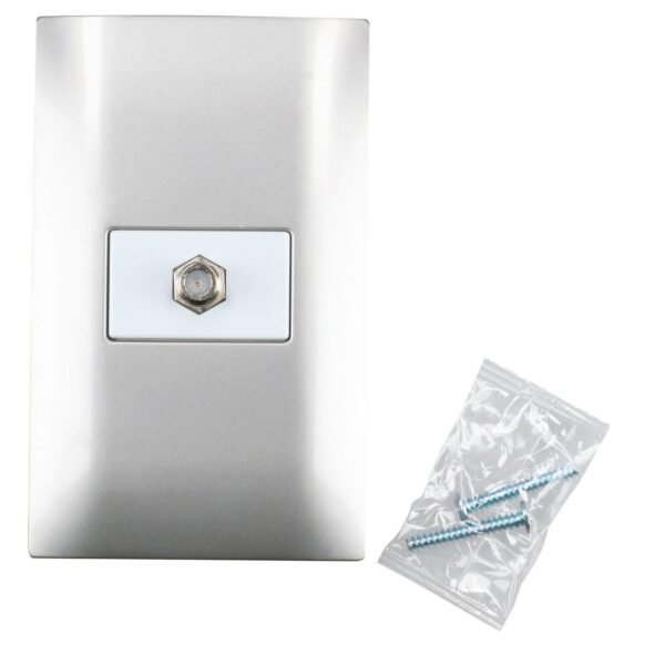 Placa 1 toma para TV 1/3, linea Americana, color plata Surtek