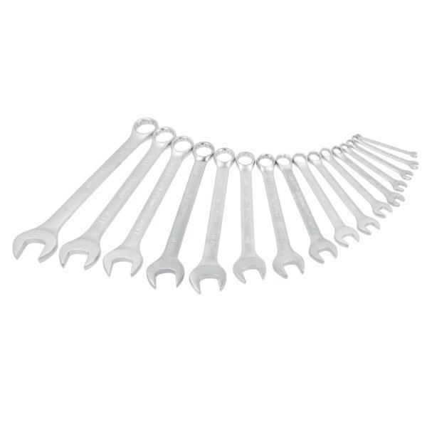 Juego de llaves combinadas satinadas en pulgadas, 12 puntas, 16 piezas en estuche Surtek