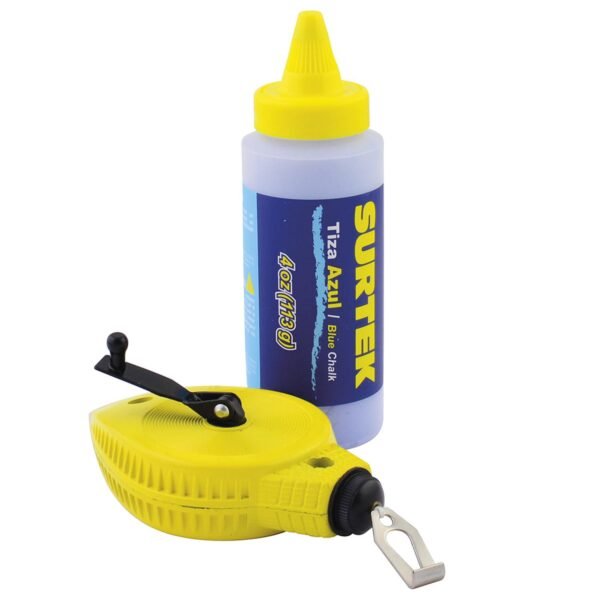 68798926 Juego de tiralineas metalico 30 m, con tiza, 2 piezas Surtek