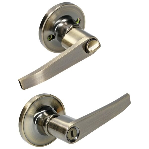 68803368 Manija tubular recta funcion baño, laton antiguo, llave estandar, blister Lock