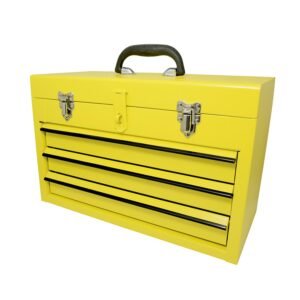 Caja portaherramientas metalica color amarillo con 3 gavetas 11" x 18" x 9" Surtek