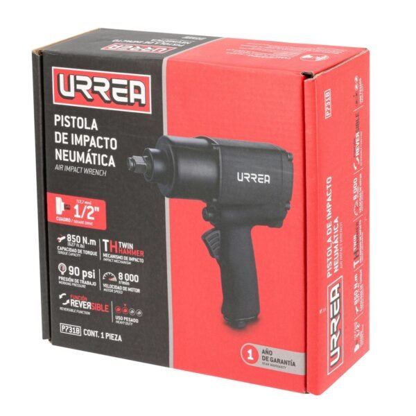 Pistola de impacto neumatica cuadro de 1/2" 710 Ft-lb composite sistema twin hammer Urrea