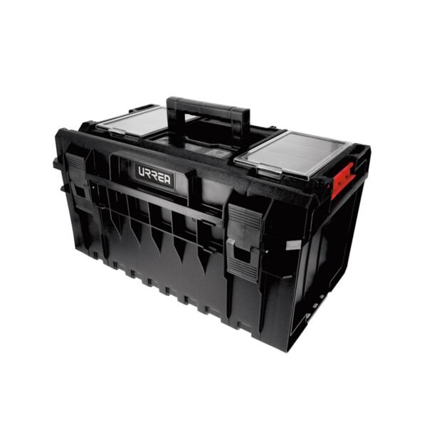 Caja portaherramientas plastica modular con compartimentos color negro 23" x 15" x 12" Urrea