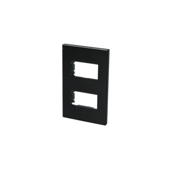 Placa 2 modulos 1/3, linea Premium, color negro Surtek