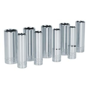 Juego de dados largos cuadro de 3/8", 6 puntas, metricos, 9 piezas Surtek