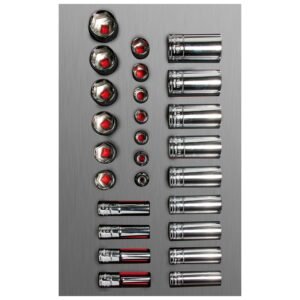 Juego de dados cortos y largos cuadro de 3/8" en pulgadas 26 piezas, CH106L-C Urrea