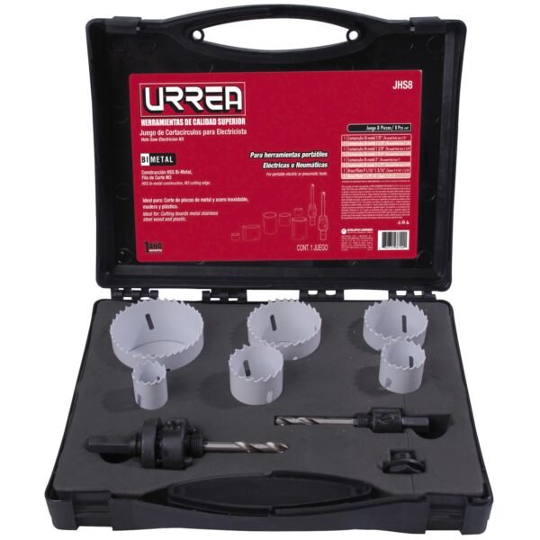 Juego de cortacirculos bimetalicos, 8 piezas Urrea
