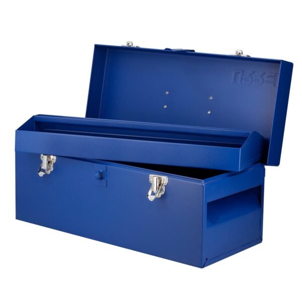 Caja portaherramientas metalica con asa plastica color azul 17" x 7" x 7" Urrea