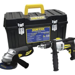 Juego combinado de herramienta con rotomartillo y esmeriladora 3 piezas, caja plastica Surtek