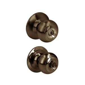 Pomo cilindrico ovalado funcion baño, laton antiguo, llave estandar, blister Prolok