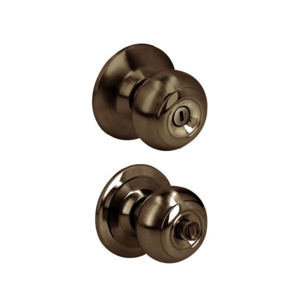 Pomo cilindrico ovalado funcion baño, laton antiguo, llave estandar, blister Prolok